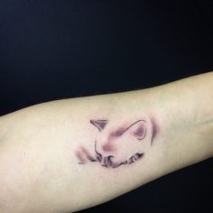 tatuagem delicada gato linhas