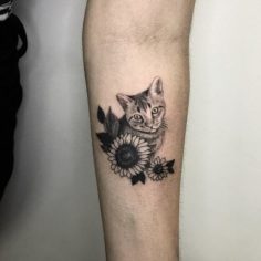 tattoo tatuagem gato florais