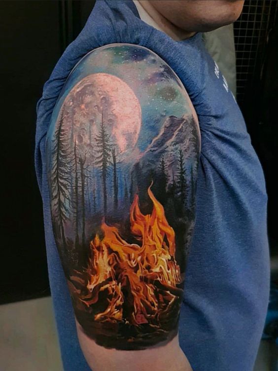 tatuagem lua e fogo