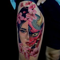 mulher mascara japonesa tatuagem