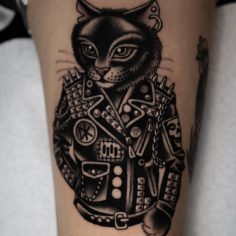 punk cat tattoo