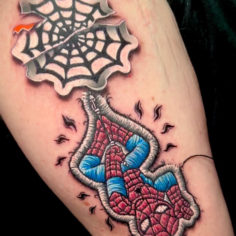 spider man patch tattoo